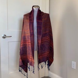 Shawl with Navy Fringe NWT